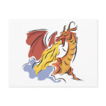 red fire-breathing dragon postcards
