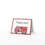 Red Fire Engine and Hat Thank You Note
