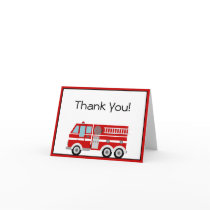 Red Fire Engine and Hat Thank You Note