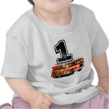 Red Fire Truck 1st Birthday Shirt