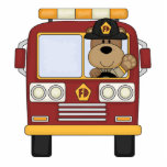 Red Fire Truck Bear photo sculptures