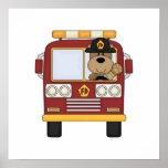 Red Fire Truck Bear posters