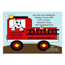 Red Fire Truck Birthday Party Announcement