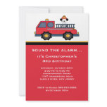 Red Fire Truck Birthday Party Custom Invitation