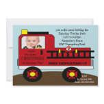 Red Fire Truck Photo Birthday Party invitations