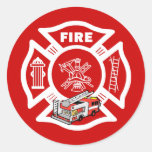 Red Fire Truck Rescue Sticker