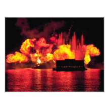Red Fireball and it's Reflection Photo
