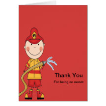 Red Fireman Thank You Card