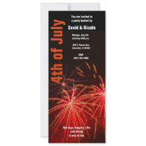 red fireworks 4th of july invitation