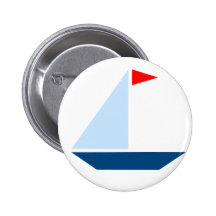 Red Flag Sail Boat Pinback Buttons