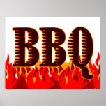 Red Flames BBQ Art Print