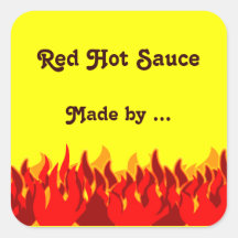 Red Flames Custom Jar or Canning Labels Stickers