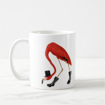 red flamingo in the hat mugs