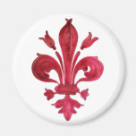 RED FLEUR DE LISE FRIDGE MAGNET