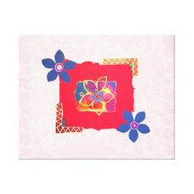 Red Floral abstract art Canvas Print