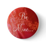 Red Floral Valentine Button - Customisable