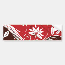 Red Floral Vine Bumper Sticker