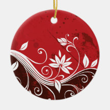 Red Floral Vine Christmas Tree Ornaments