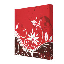 Red Floral Vines Gallery Wrapped Canvas
