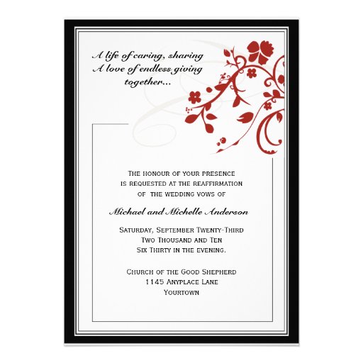 Red Flourish Vow Renewal Invitation