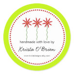 Red Flower Label for Handmade Items