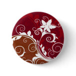 Red Flower Silhouette Button