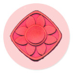 red flower round stickers