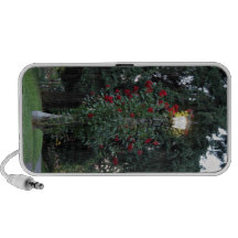 Red flowering plant in the park mp3 speaker