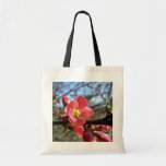 Red Flowering Quince flowers Tote Bags