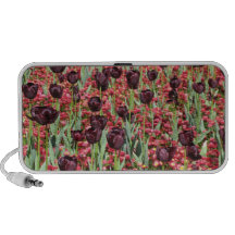 Red Flowers and dark tulips Travel Speaker