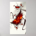 Red Flowers Black Swirls posters