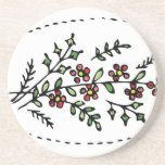 Red flowers coaster floral design