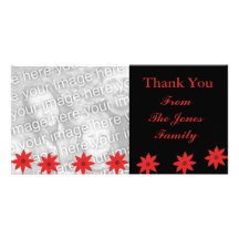 red flowers custom photo card