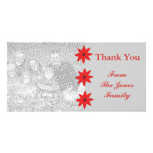Red flowers customized photo card