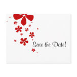 Red Flowers Save the Date Postcard with Photo