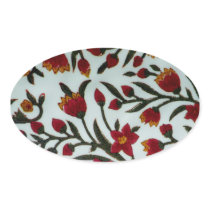 Red Flowers Oval Sticker