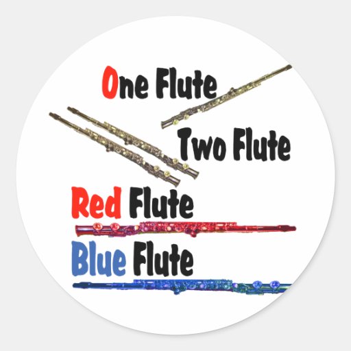 Red Flute Blue Flute Round Sticker Zazzle