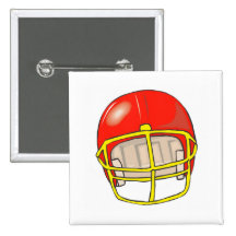 Red football logo helmet buttons