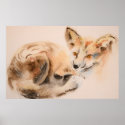 Red Fox Wildlife Watercolor Canvas Print