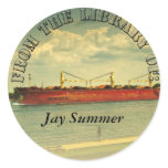 Red Freighter Illustration Round Sticker