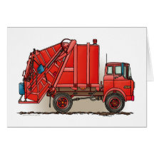 Red Garbage Truck Greeting Card
