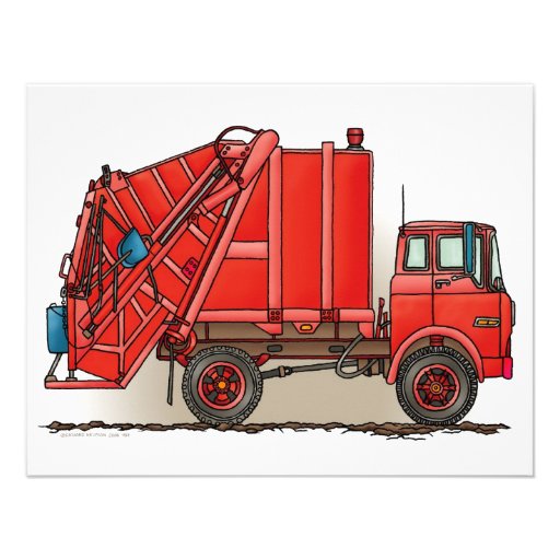 red garbage truck