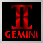 Red Gemini Horoscope Symbol posters