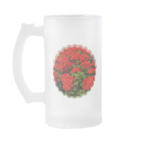 Red Geraniums Frosted Beer Mug