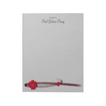 Red Gerber Daisy and Filigree Template Scratch Pads