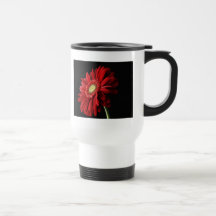 Red Gerber Daisy Plastic Travel Mug