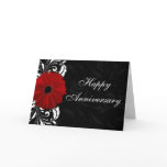 Red Gerbera Daisy Happy Anniversary Custom Card