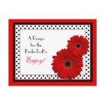 Red Gerbera Daisy Recipe Card for the Bride to Be