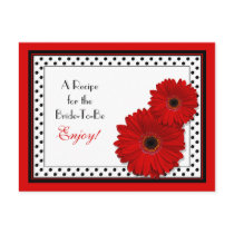 Red Gerbera Daisy Recipe Card for the Bride to Be