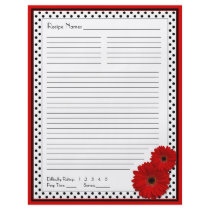 Red Gerbera Polka Dot Binder Recipe Inserts flyers